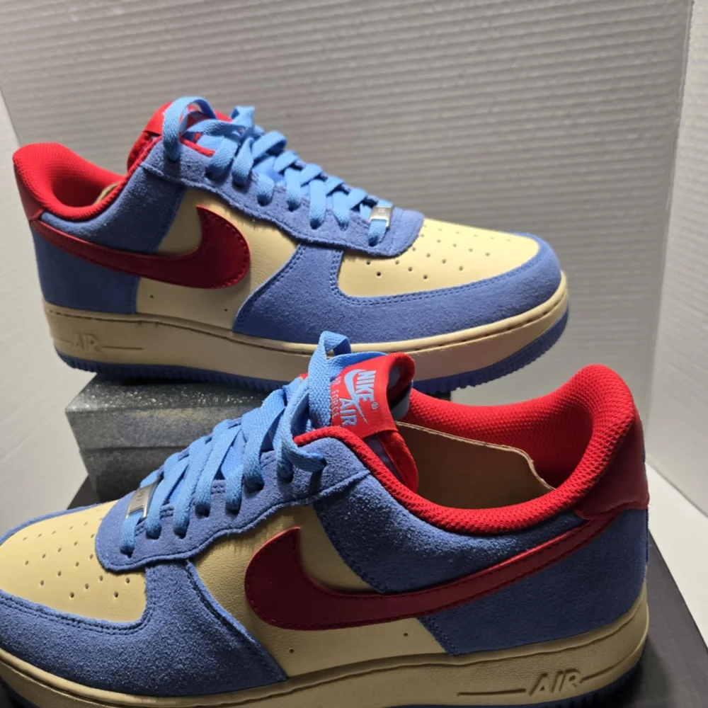 Nike Air Force 1 Premium Low Blue and Red Beige Sneaker Streetwear BrandNew 10.5 - Picture 7 of 16